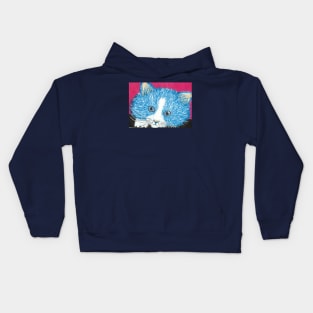 Blue kitten face Kids Hoodie